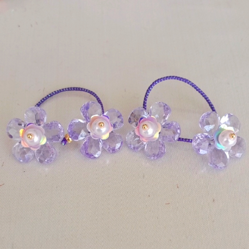 Purple Flower Hair Ties